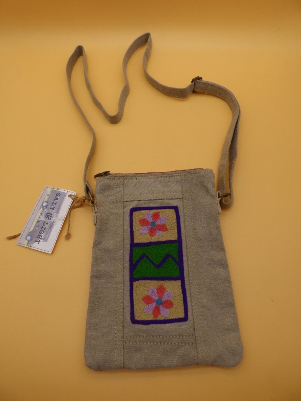 Vintage Addiction Canvas Embroidered Crossbody Bag Pouch Travel Purse